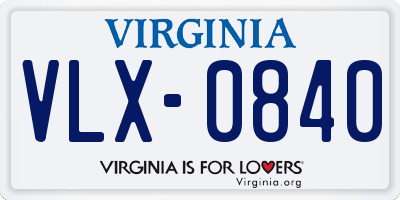 VA license plate VLX0840