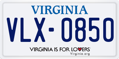 VA license plate VLX0850