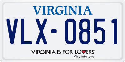 VA license plate VLX0851