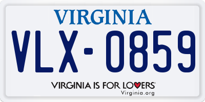 VA license plate VLX0859