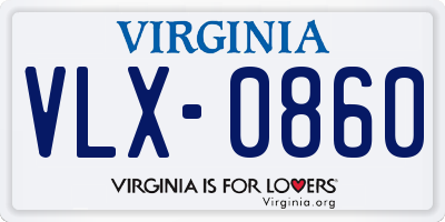 VA license plate VLX0860