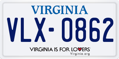 VA license plate VLX0862