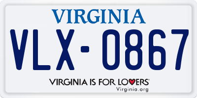 VA license plate VLX0867