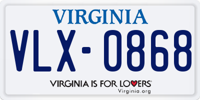 VA license plate VLX0868