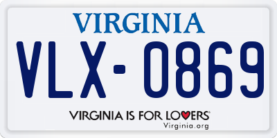 VA license plate VLX0869