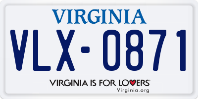 VA license plate VLX0871