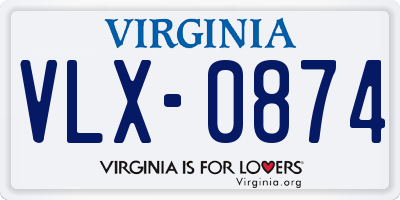 VA license plate VLX0874