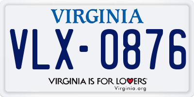 VA license plate VLX0876