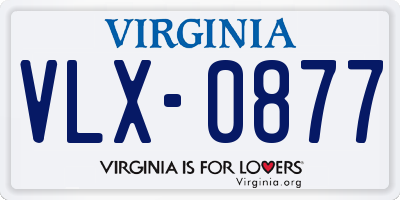 VA license plate VLX0877