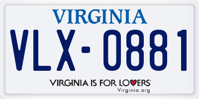 VA license plate VLX0881