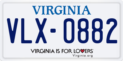 VA license plate VLX0882