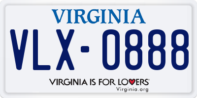 VA license plate VLX0888