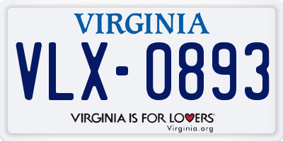 VA license plate VLX0893