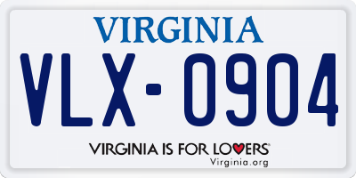 VA license plate VLX0904