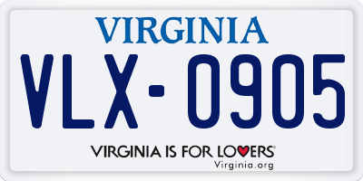 VA license plate VLX0905