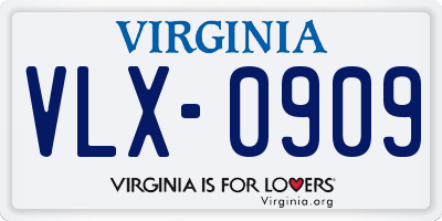 VA license plate VLX0909