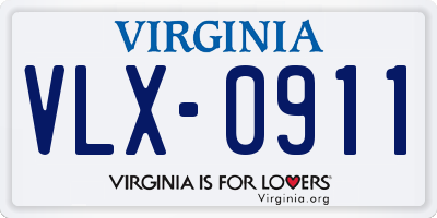 VA license plate VLX0911