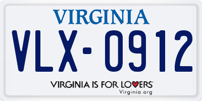 VA license plate VLX0912