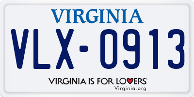 VA license plate VLX0913