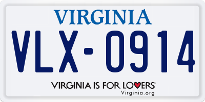 VA license plate VLX0914