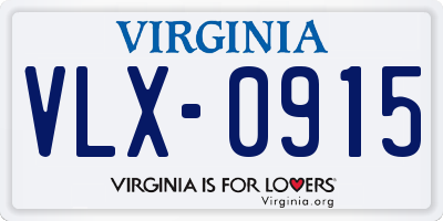 VA license plate VLX0915