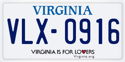 VA license plate VLX0916