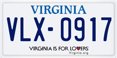 VA license plate VLX0917