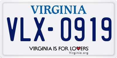 VA license plate VLX0919