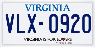 VA license plate VLX0920