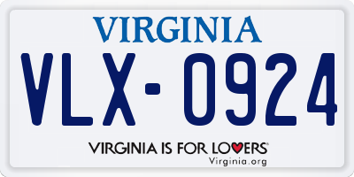 VA license plate VLX0924