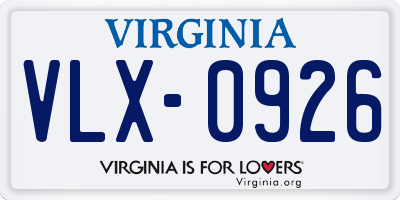 VA license plate VLX0926