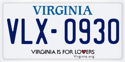 VA license plate VLX0930