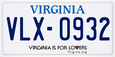 VA license plate VLX0932