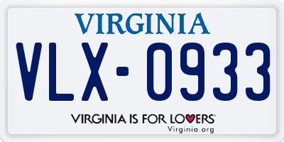 VA license plate VLX0933