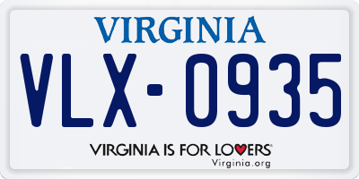 VA license plate VLX0935