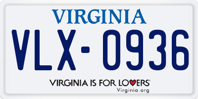 VA license plate VLX0936