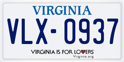 VA license plate VLX0937