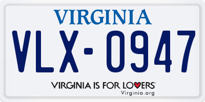 VA license plate VLX0947