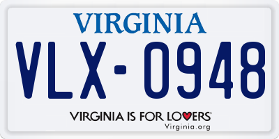 VA license plate VLX0948