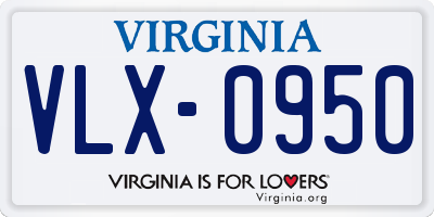 VA license plate VLX0950