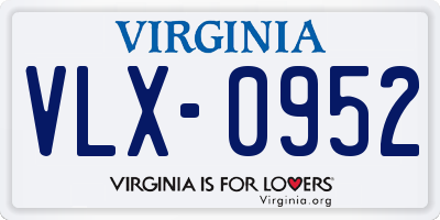 VA license plate VLX0952