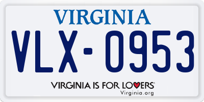 VA license plate VLX0953