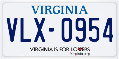 VA license plate VLX0954