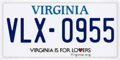 VA license plate VLX0955