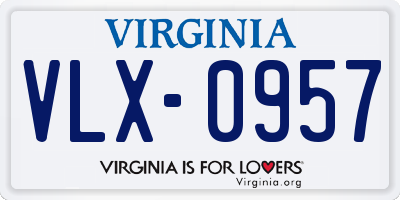 VA license plate VLX0957