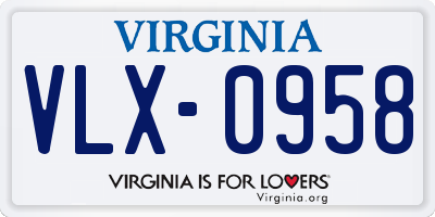 VA license plate VLX0958