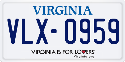 VA license plate VLX0959