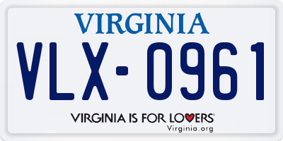 VA license plate VLX0961