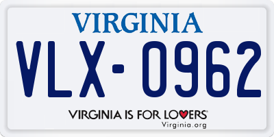 VA license plate VLX0962