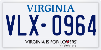 VA license plate VLX0964